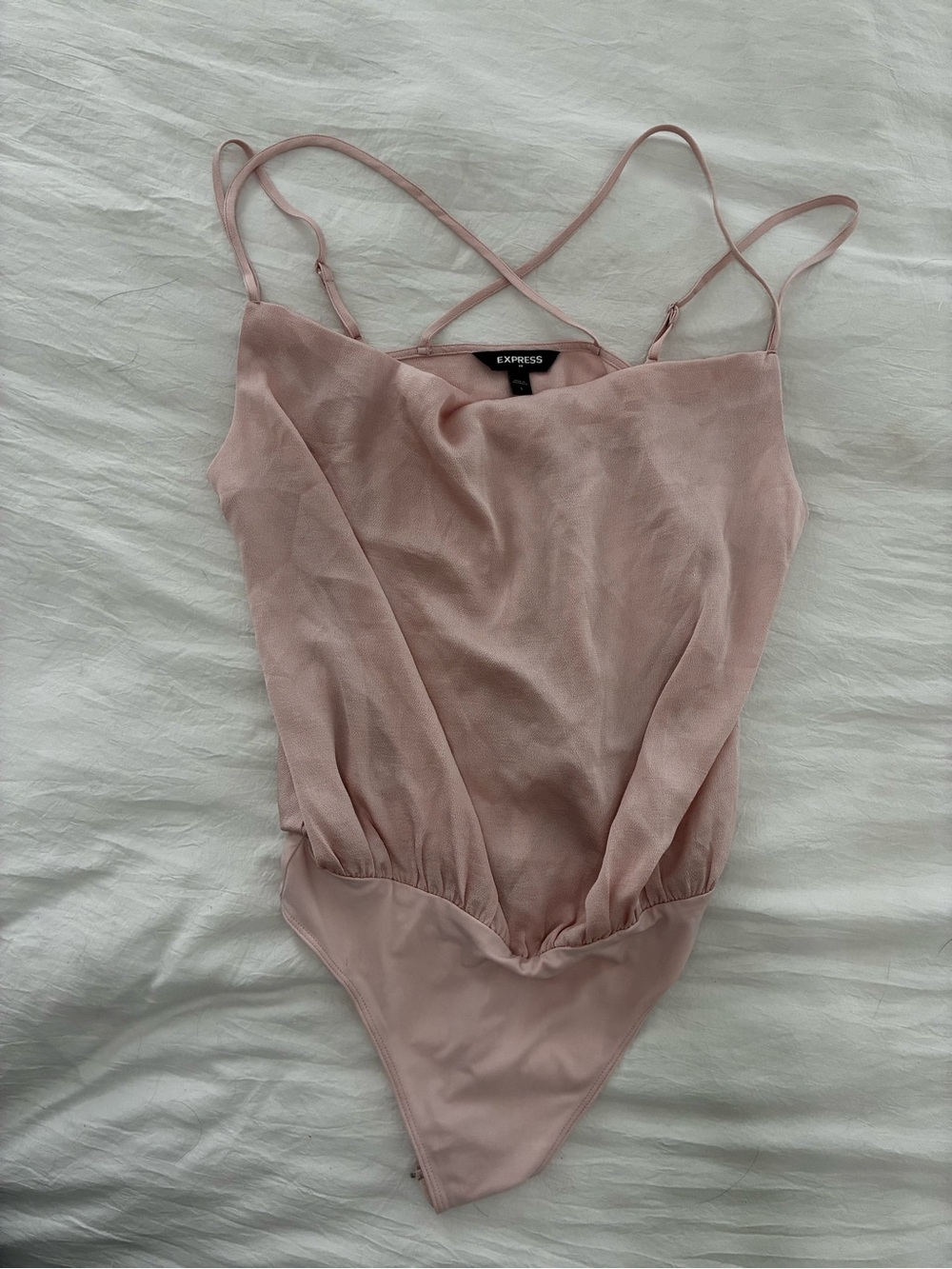 Express Blush Pink Strappy Bodysuit with Cross-Back